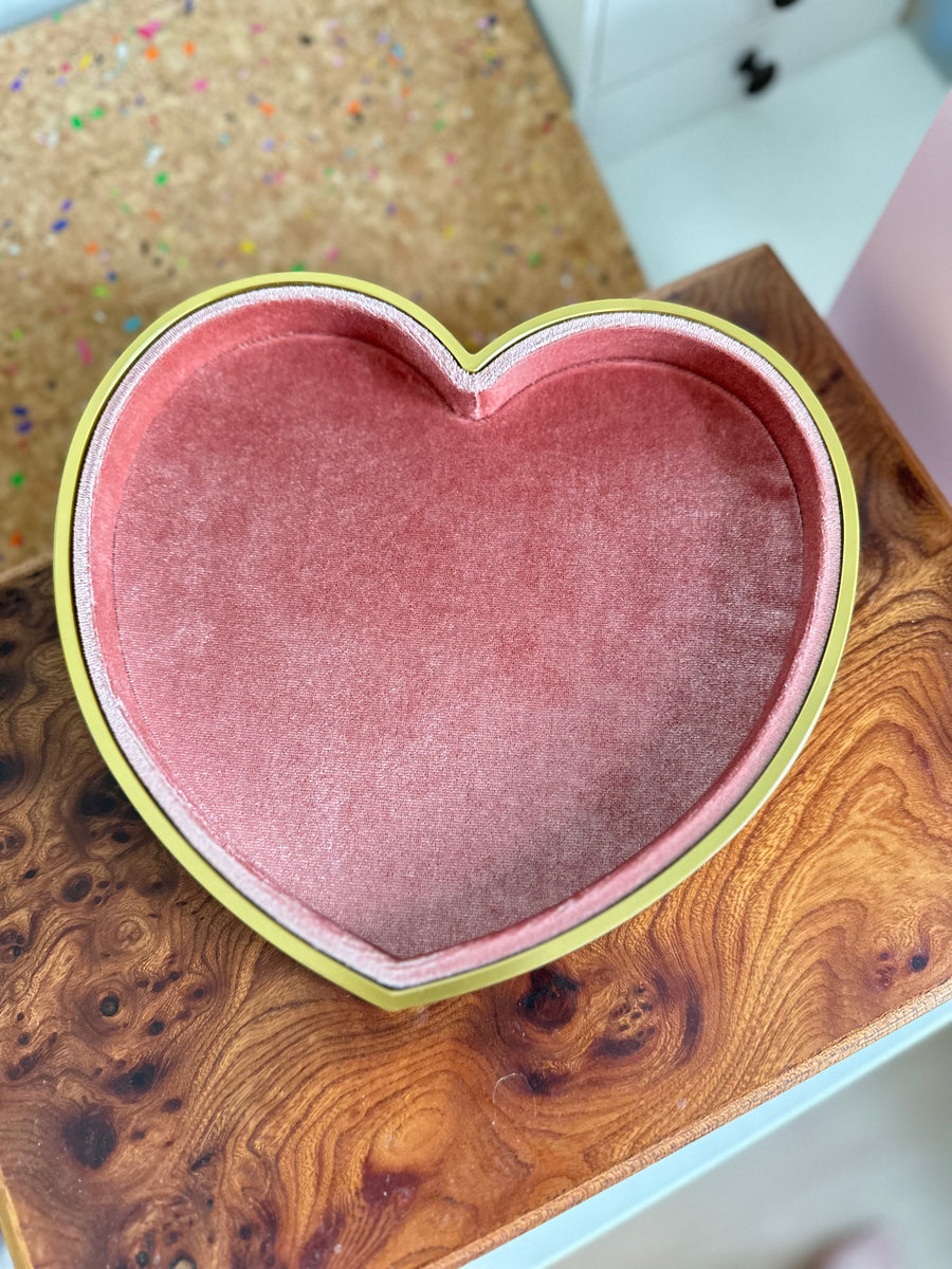 Velvet Heart Shaped Jewelry Tray Display