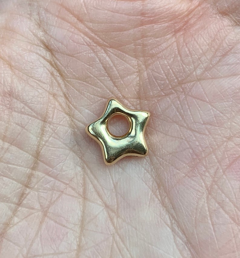 14k yellow gold small bb solid star wish upon a star pendant charm