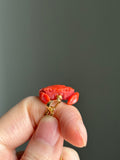 18k carved red crab pendant