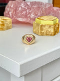 14k gold Pop heart ring chubby natural pink tourmaline