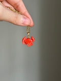 18k carved red crab pendant