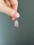 Natural strawberry spots agate gummy bear 14k gold bail