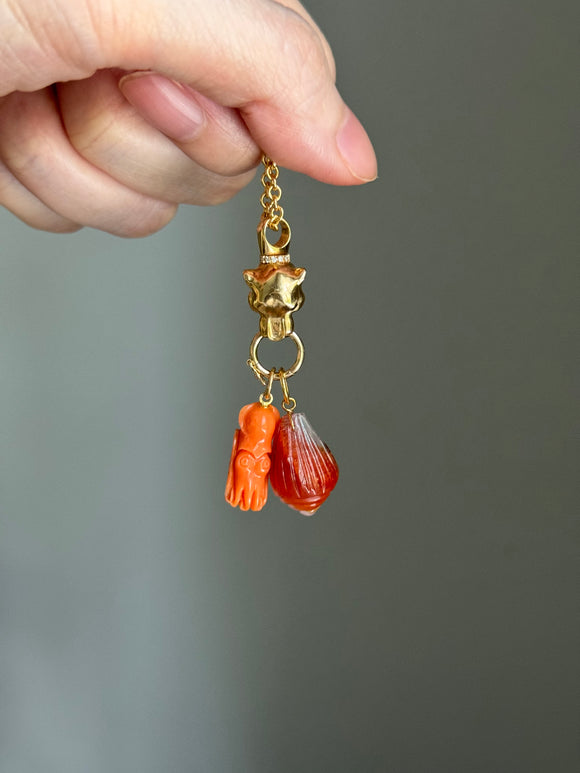 18k gold carved squid charm