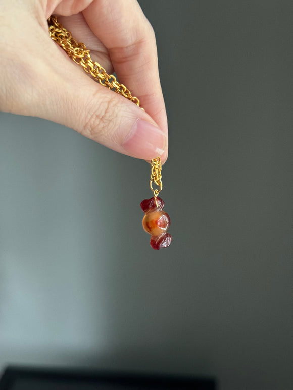 Natural Red brown agate candy sweet 14k gold bail