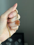 Natural Honey brown agate gummy bear 14k gold bail