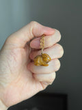 14k carved rabbit tigers eye with diamond eyes