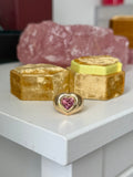 14k gold Pop heart ring chubby natural pink tourmaline