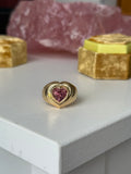 14k gold Pop heart ring chubby natural pink tourmaline