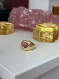 14k gold Pop heart ring chubby natural pink tourmaline