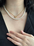 Genuine fresh water white pearls 14k necklace