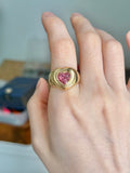 14k gold Pop heart ring chubby natural pink tourmaline