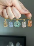 Natural Pastel Blue agate gummy bear 14k gold bail