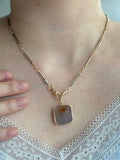 18k Agate kitty cat pendant charm portrait