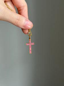 18k cross with natural pink rubies