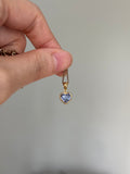 14k yellow gold blue spinel heart pendant charm