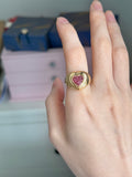 14k gold Pop heart ring chubby natural pink tourmaline