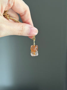 Natural Honey brown agate gummy bear 14k gold bail