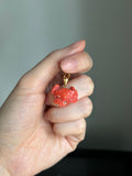 18k carved red crab pendant