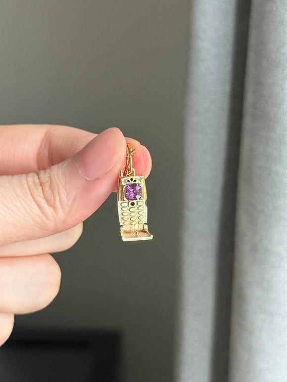 14k cell phone handphone charm with pink sapphire