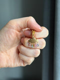 14k small rainbow cloud with natural pear sapphires