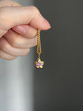 14k yellow gold natural pink sapphire flower