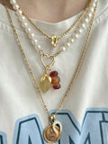 Natural Red brown agate candy sweet 14k gold bail