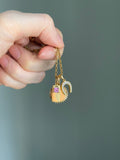 14k cell phone handphone charm with pink sapphire