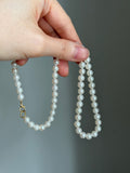 Genuine fresh water white pearls 14k necklace