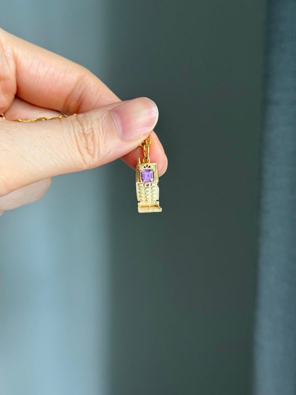 14k cell phone handphone charm with pink sapphire