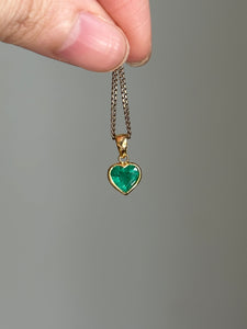 14k yellow gold emerald heart pendant charm