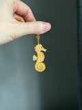 14k bail big seahorse in gold mother of pearl shell carving