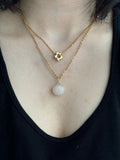 14k gold bail with hand carved sea shell in natural white candy heart agate