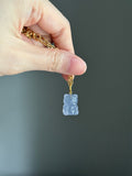 Natural Pastel Blue agate gummy bear 14k gold bail