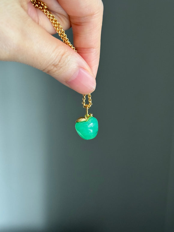 14k gold green chrysoprase apple