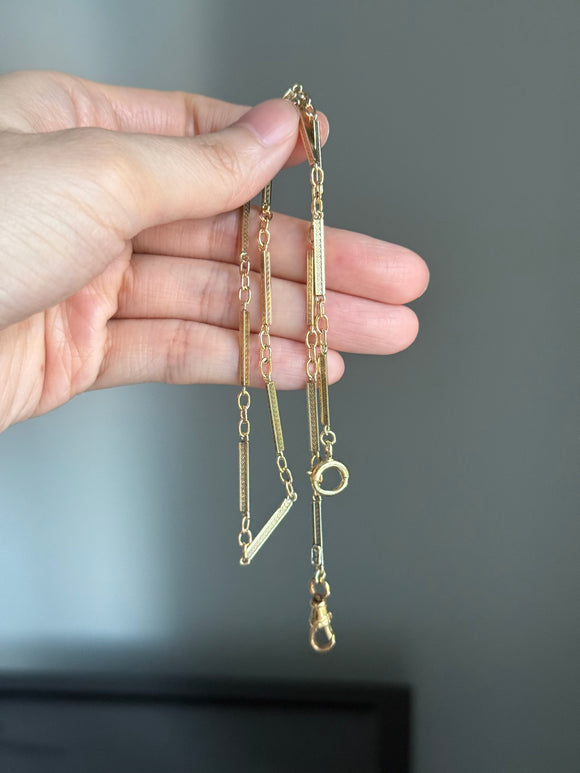 14k yellow gold antique watch chain