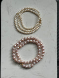 Genuine fresh water soft pink pearls 14k ends