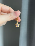 14k yellow gold natural pink sapphire flower