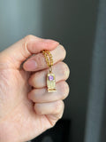 14k cell phone handphone charm with pink sapphire