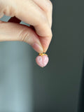 14k gold Pink opal peach charm with leaves