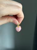 14k gold Pink opal peach charm with leaves