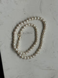 Genuine fresh water white pearls 14k necklace