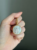 Big Vintage lucky cat coin in 14k gold frame