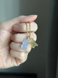 Natural Pastel Blue chalcedony gummy 18k gold bail