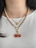 Genuine fresh water soft pink pearls 14k ends