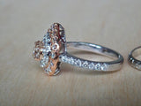 18k natural pink diamond engagement anniversary ring band 0.42 ct centre