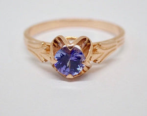 Vintage .50ct Tanzanite 14kt Rose Gold Ring solitaire retro cocktail