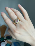 14k Sweet heart ring with natural spinel and diamonds