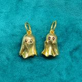 Small baby 14k yellow gold handsy little floaty ghost charm with hands