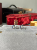 18k blue sapphire and diamond earring studs