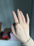 14k gold Pop heart ring chubby natural baby pink tourmaline